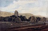 Thomas Girtin Canvas Paintings - Distant View of Guisborough Priory, Yorkshire